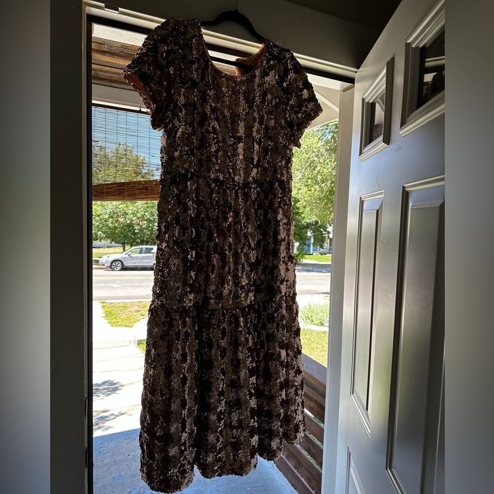 Rose gold sequin Maeve Anthropologie dress M